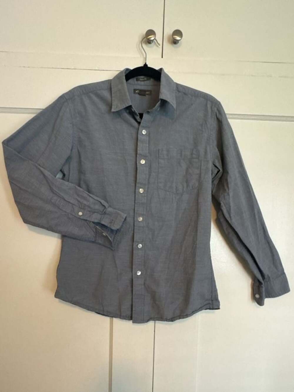 Eddie Bauer Men's Classic Fit Blue Micro Gingham Button Down Long Sleeve Shirt S